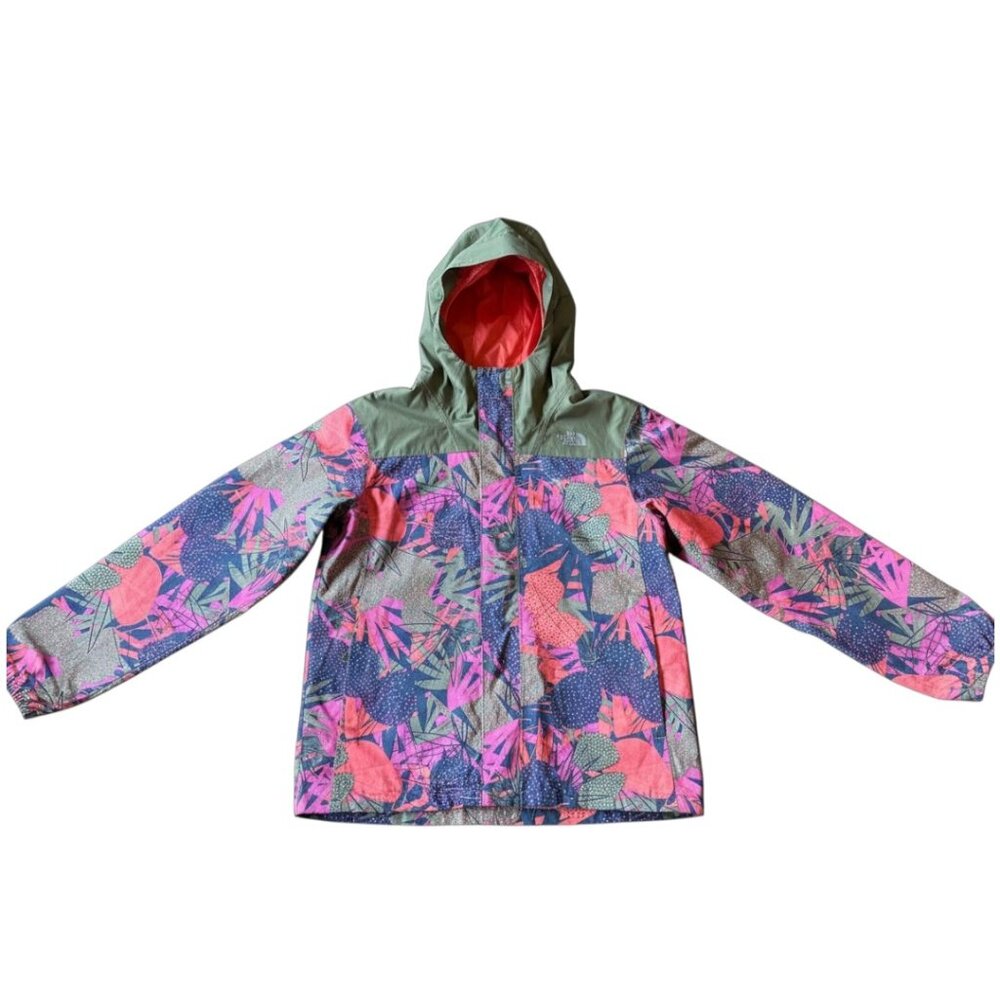 The North Face Girls Floral Print Hooded Rain Jacket Windbreaker Size 14-16